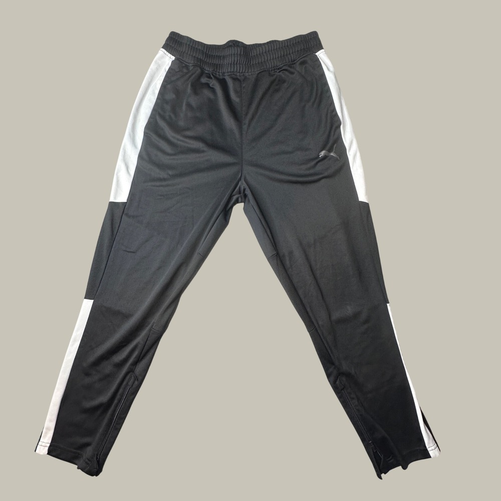 Puma Pants Womens Large 520144-01 Black White dryCELL Tapered Track Training
